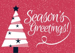 Seasons Greetings Red Christmas Card from Optima Living senior homes